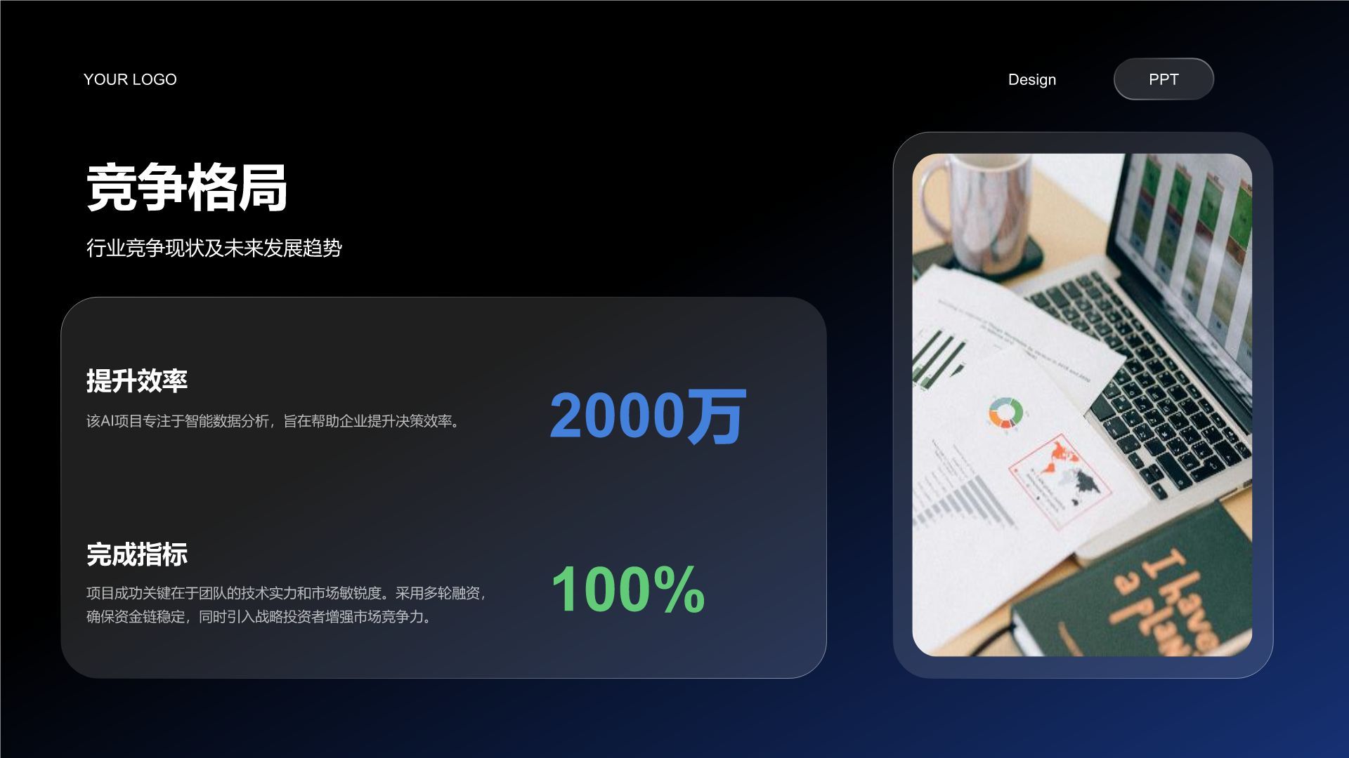 蓝色科技风AI项目融资汇报PPT模板