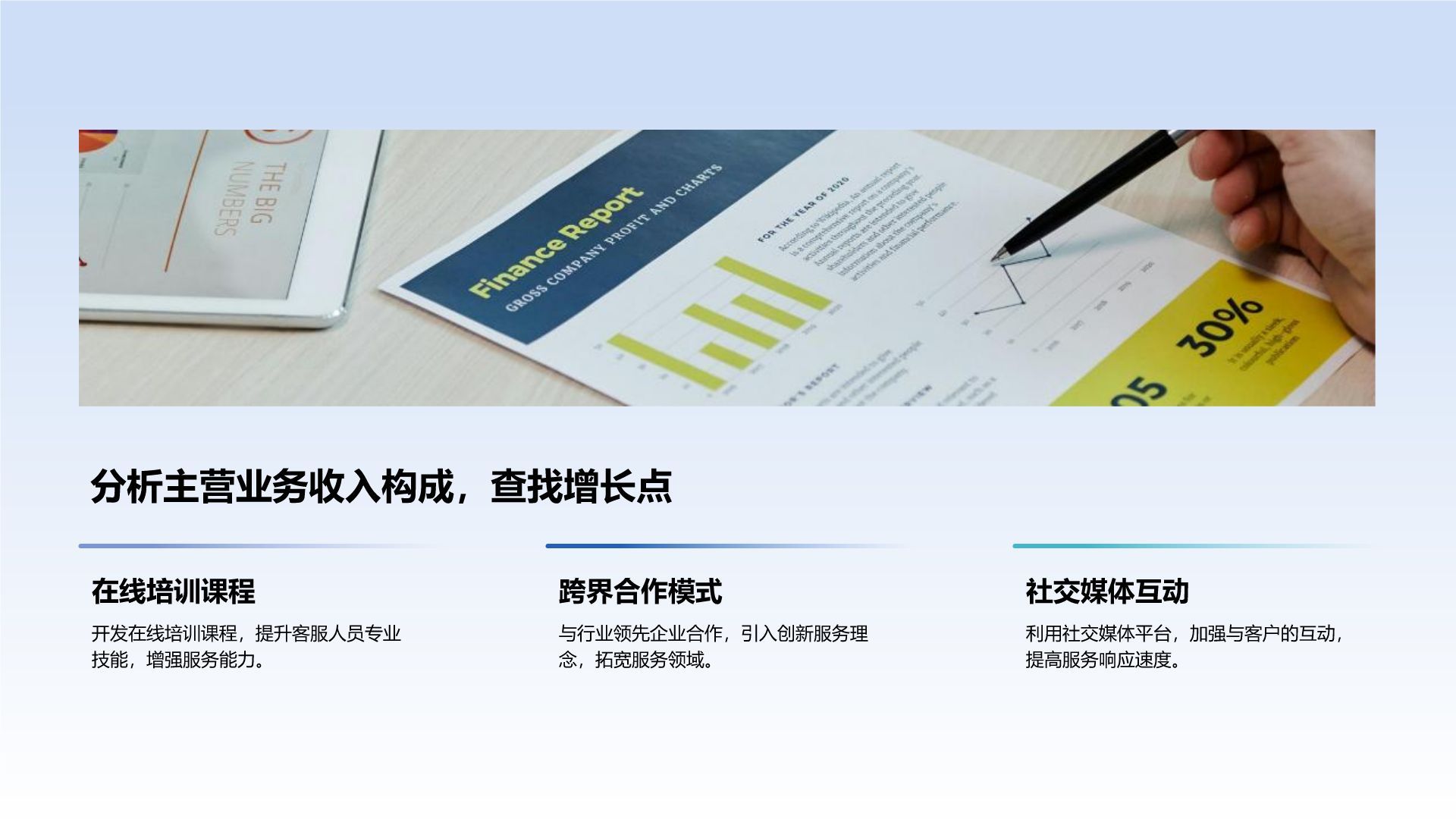 蓝色商务风客服部年终服务质量与满意度汇报PPT模板