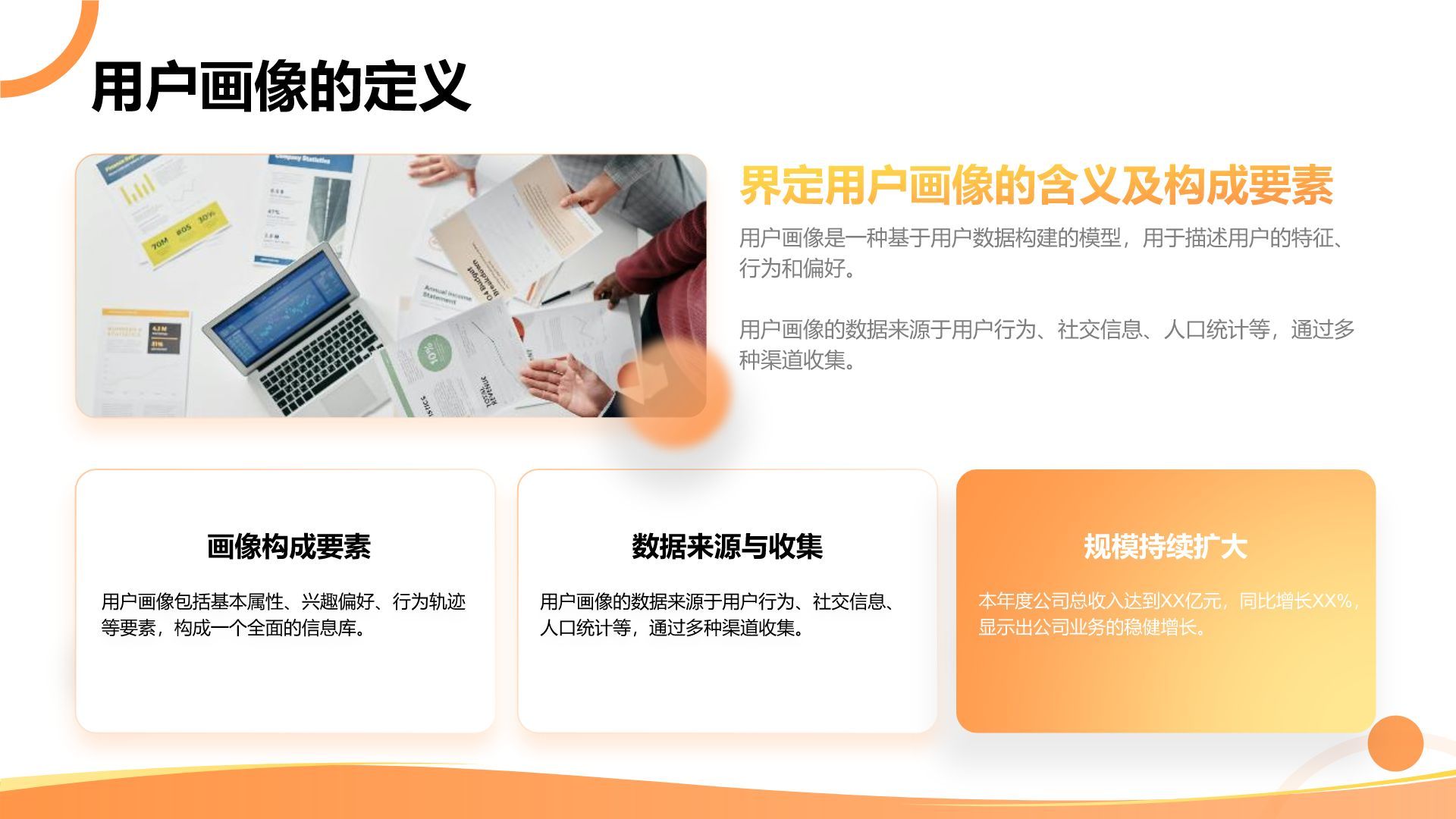 橙色3D风用户画像分析与行为模式研究PPT模板