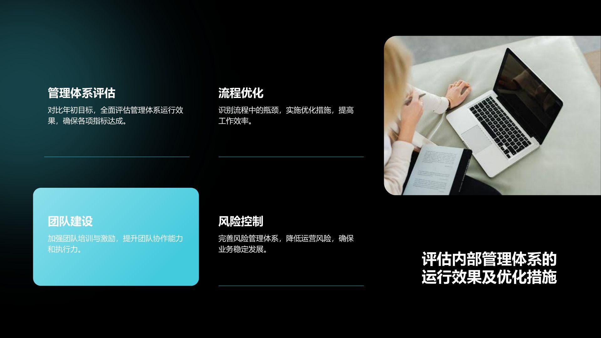 蓝色几何风管理层工作总结与目标复盘展示PPT模板