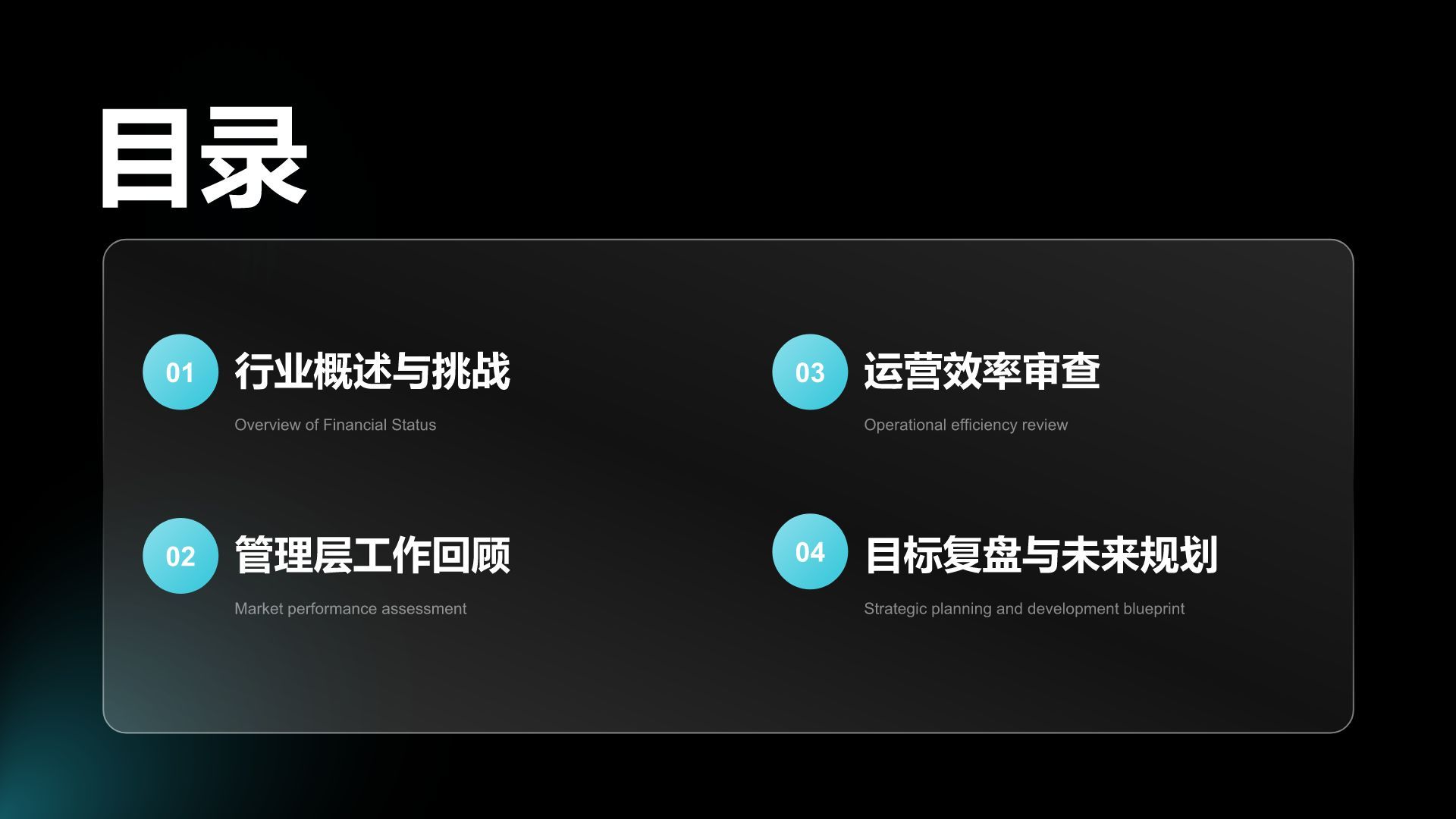 蓝色几何风管理层工作总结与目标复盘展示PPT模板