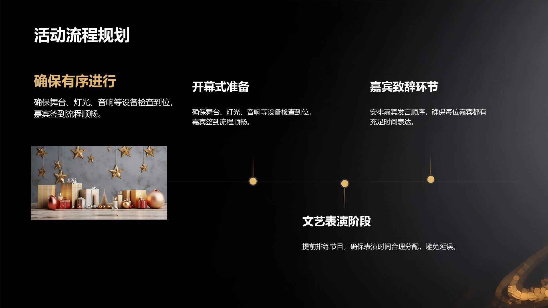 黄色黑金风年终庆典活动策划与预算方案PPT模板
