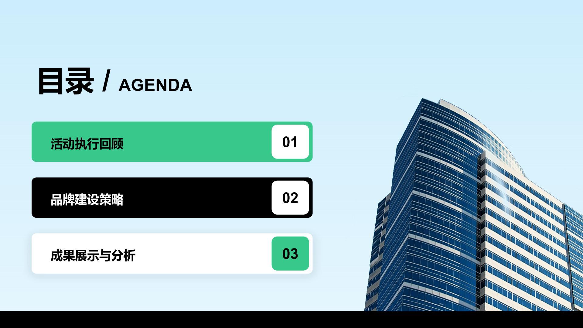 绿色商务风企划部年度活动执行与品牌建设汇报PPT模板