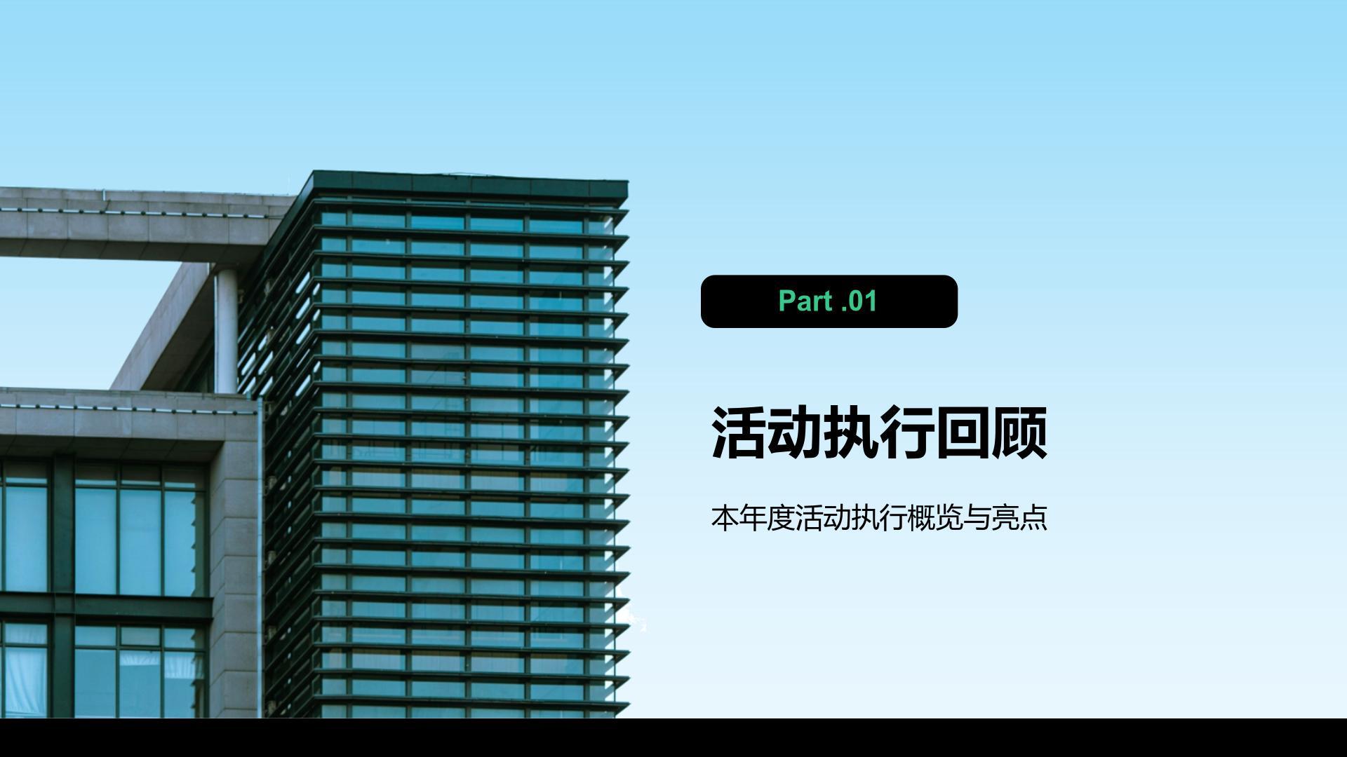 绿色商务风企划部年度活动执行与品牌建设汇报PPT模板