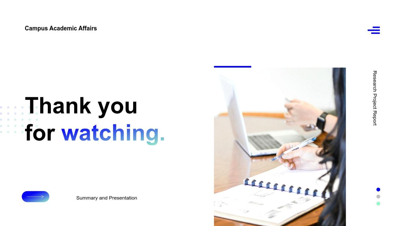 蓝色商务风学期末研究项目总结与展示报告PPT模板