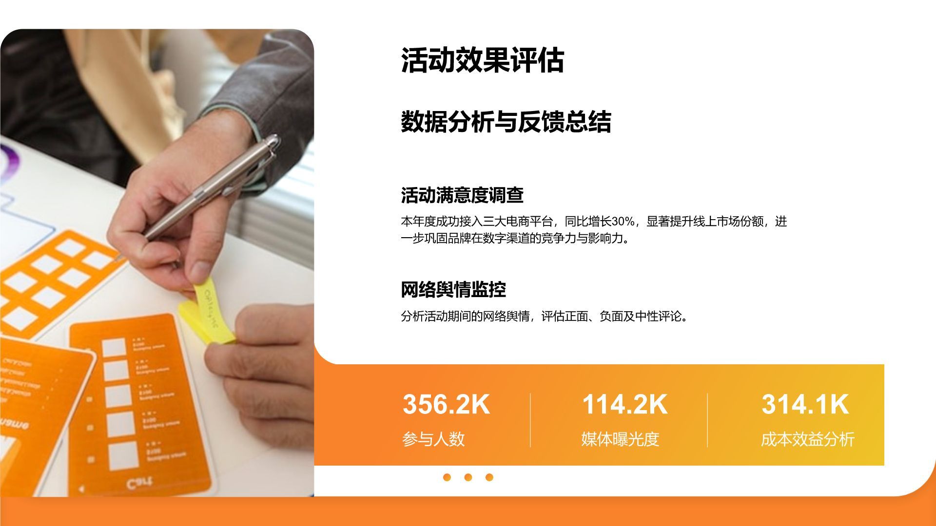 橙色商务风公关部年终活动策划与舆情分析汇报PPT模板