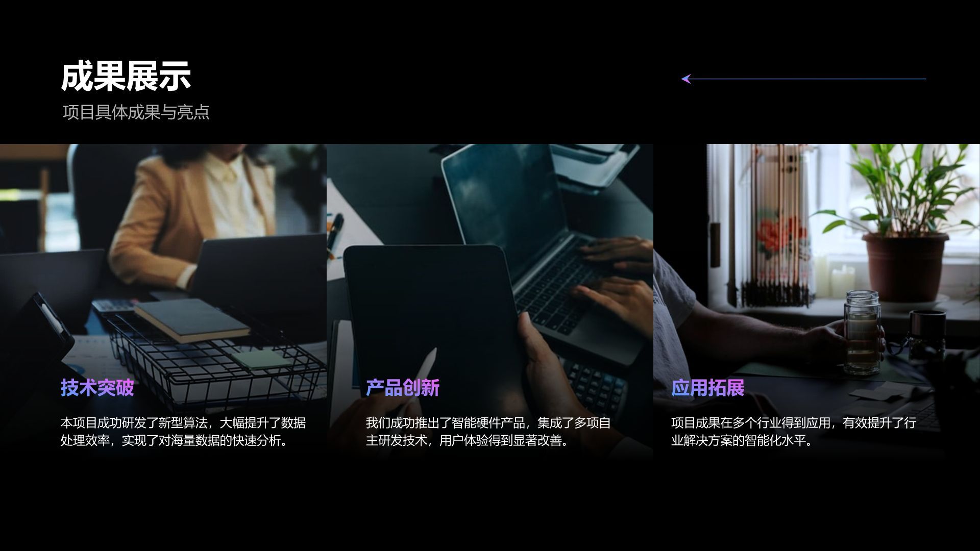 紫色科技风研发部年度创新项目与成果展示PPT模板