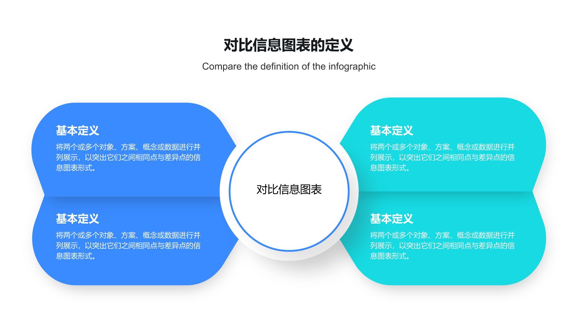 蓝色扁平风对比信息图表PPT模板