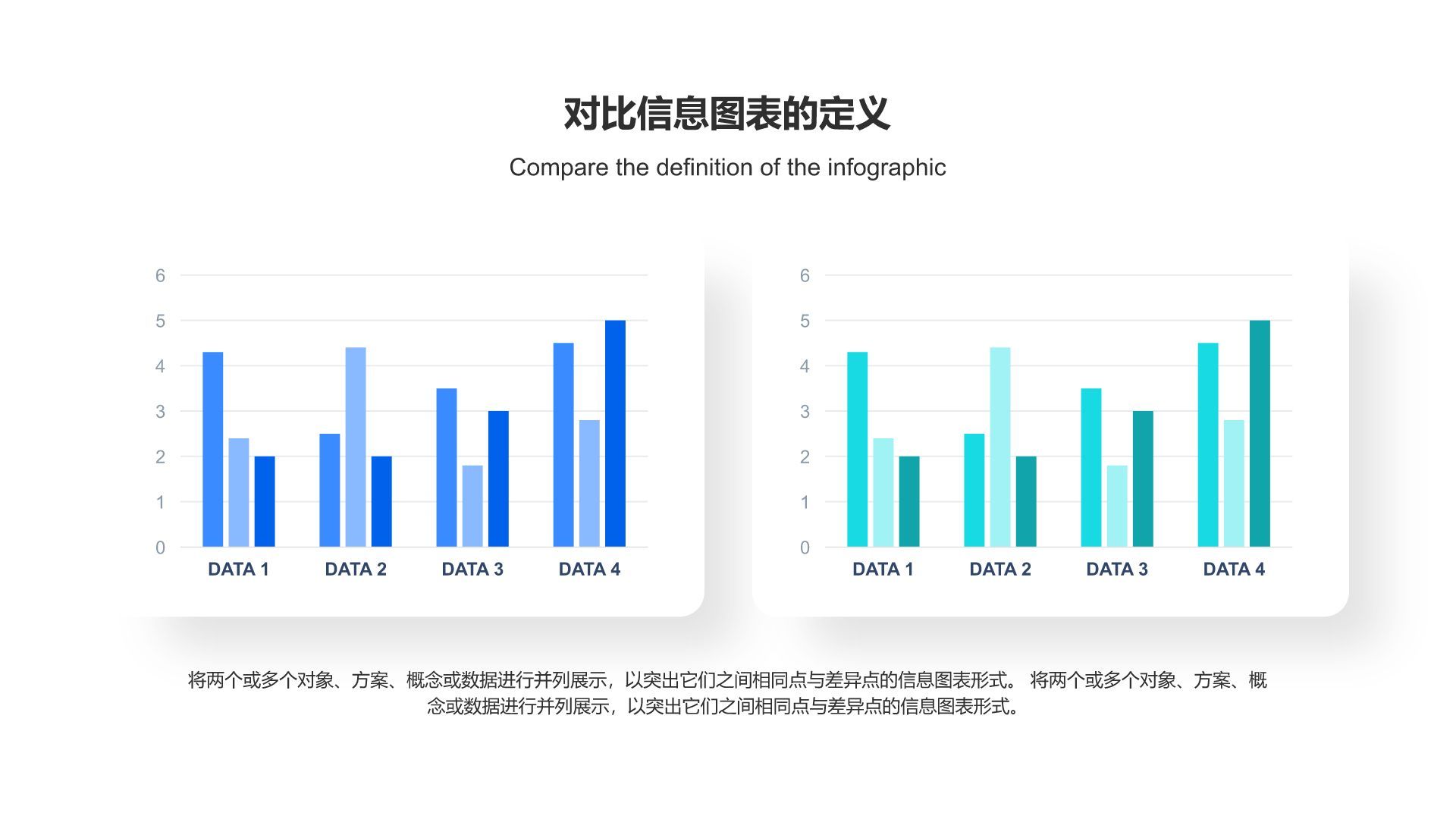 蓝色扁平风对比信息图表PPT模板