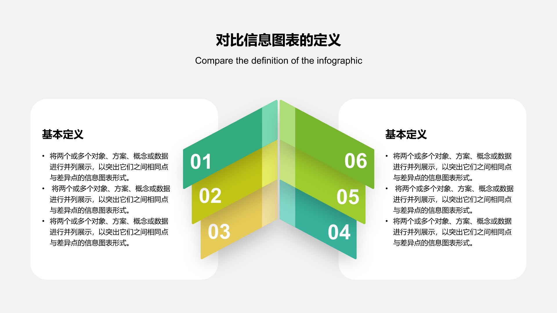绿色扁平风对比信息图表PPT模板
