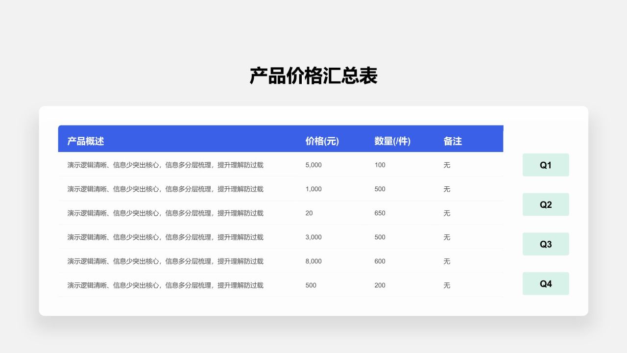 蓝色商务风数据表Table Plan PPT模板