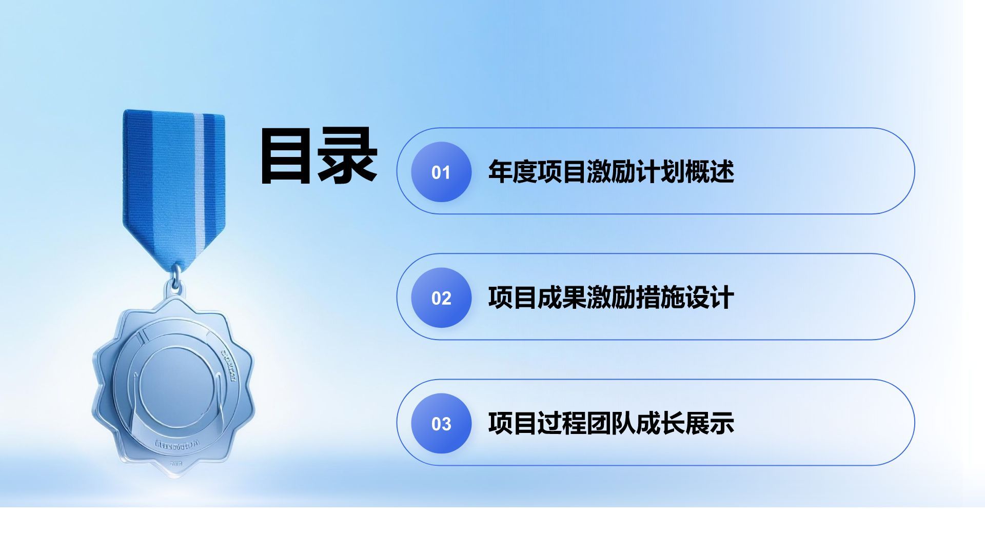 蓝色渐变风员工激励计划与团队成长展示PPT模板