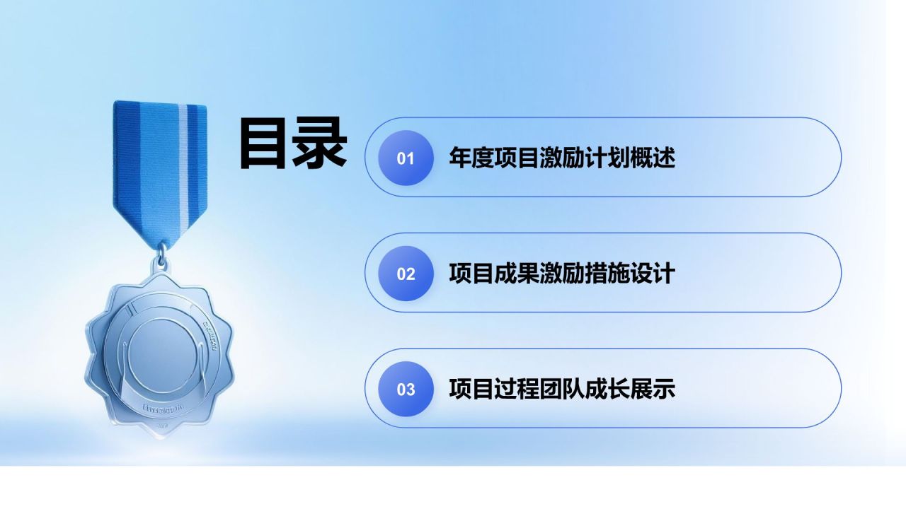 蓝色渐变风员工激励计划与团队成长展示PPT模板