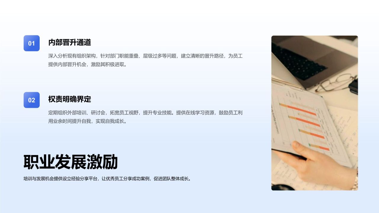蓝色渐变风员工激励计划与团队成长展示PPT模板