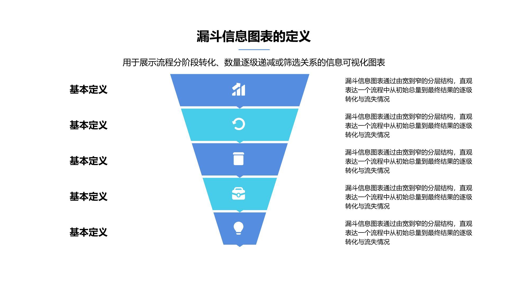 蓝色商务风漏斗信息图表PPT模板