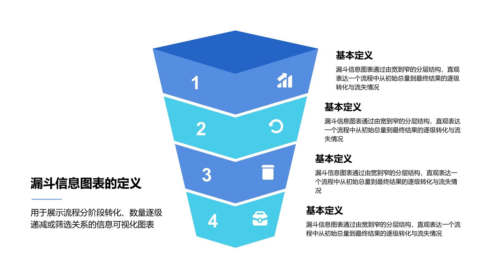 蓝色商务风漏斗信息图表PPT模板