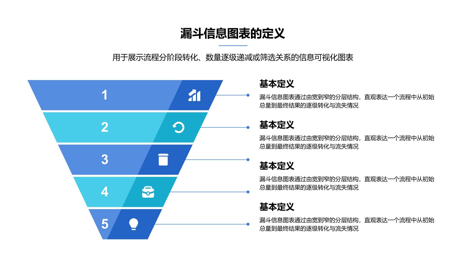 蓝色商务风漏斗信息图表PPT模板