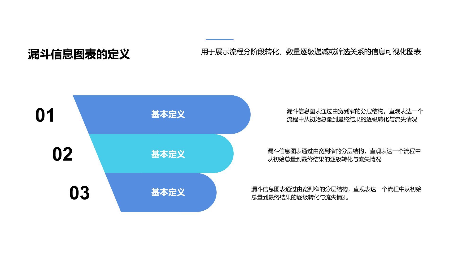 蓝色商务风漏斗信息图表PPT模板