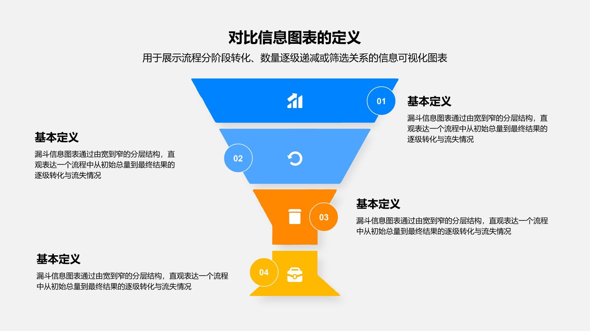 蓝色简约风漏斗信息图表PPT模板