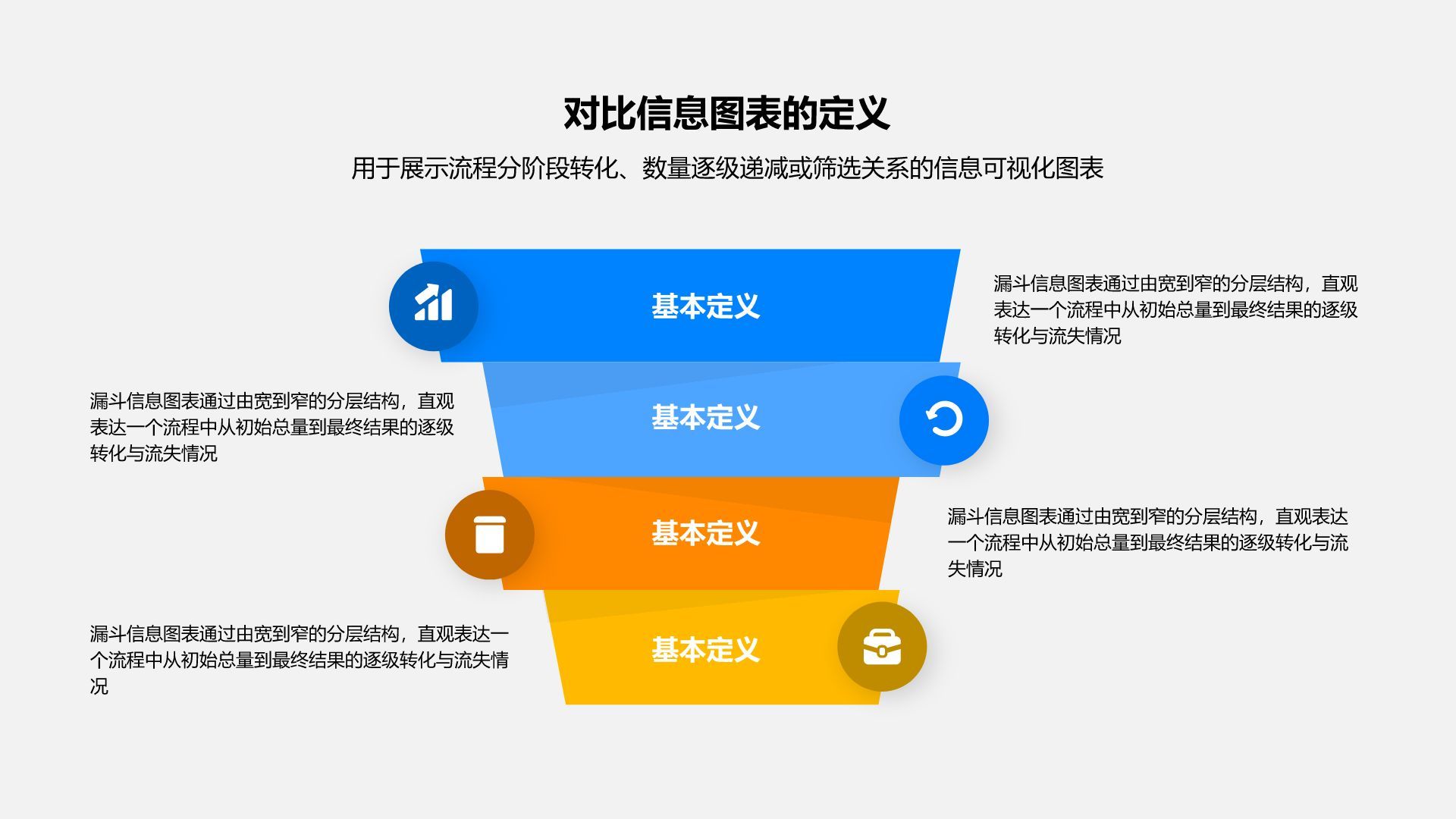 蓝色简约风漏斗信息图表PPT模板