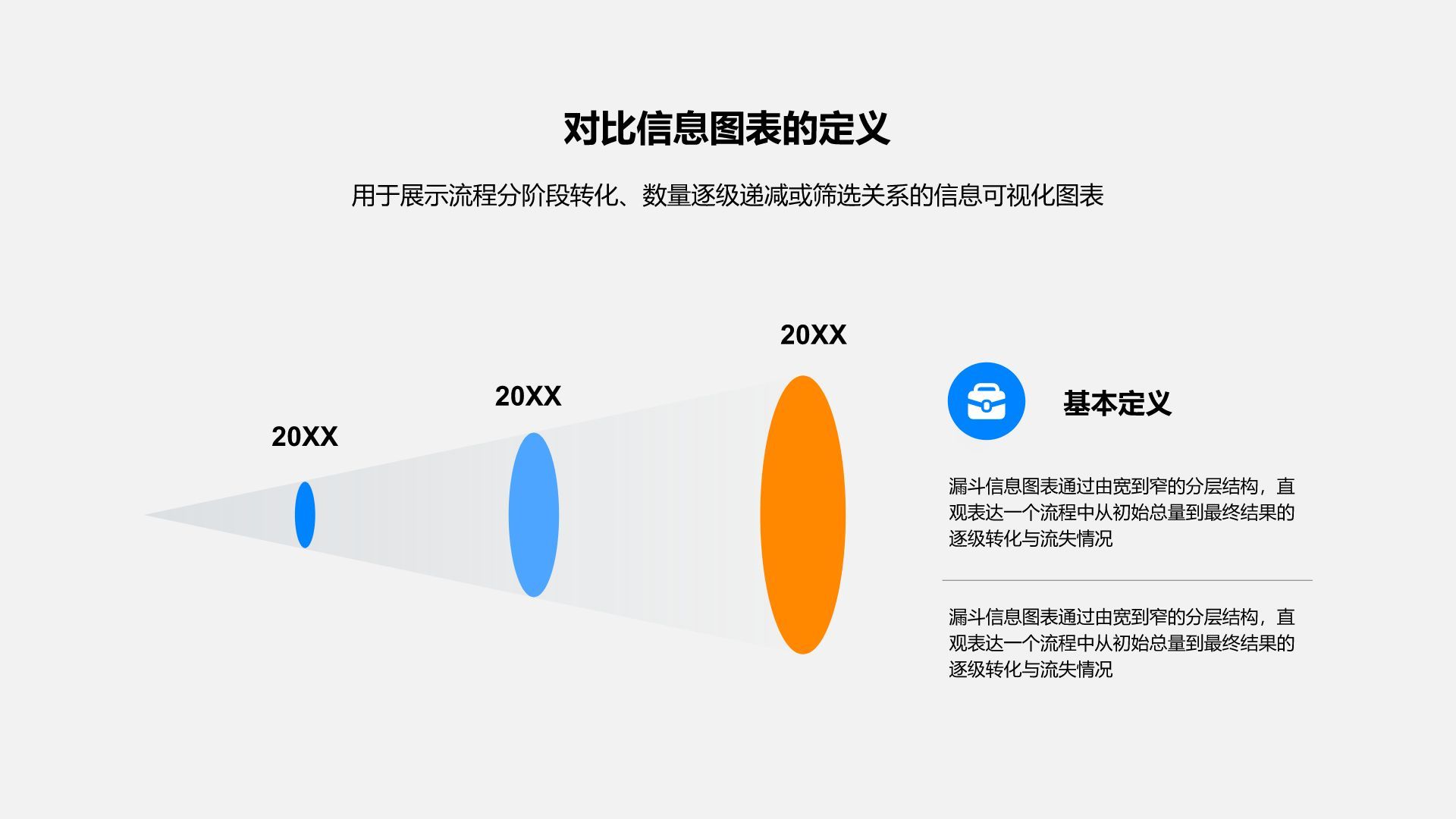 蓝色简约风漏斗信息图表PPT模板