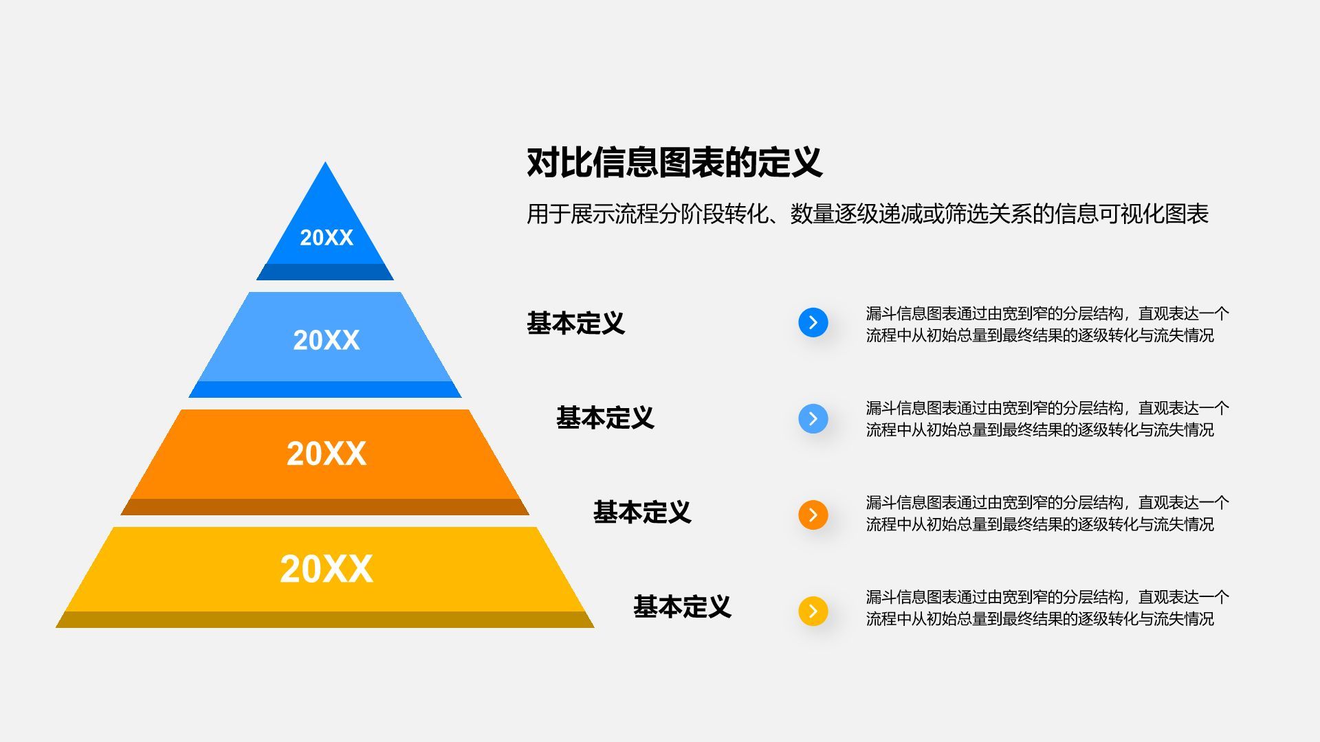 蓝色简约风漏斗信息图表PPT模板