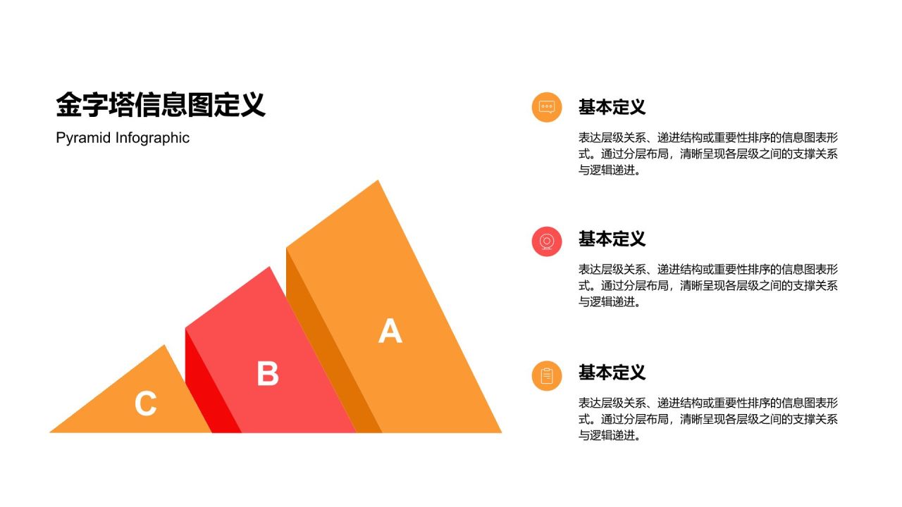 橙色商务风信息图表-金字塔PPT模板