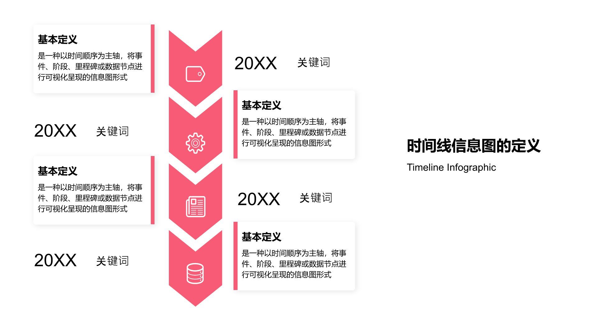 红色商务风时间线信息图Timeline InfographicPPT模板