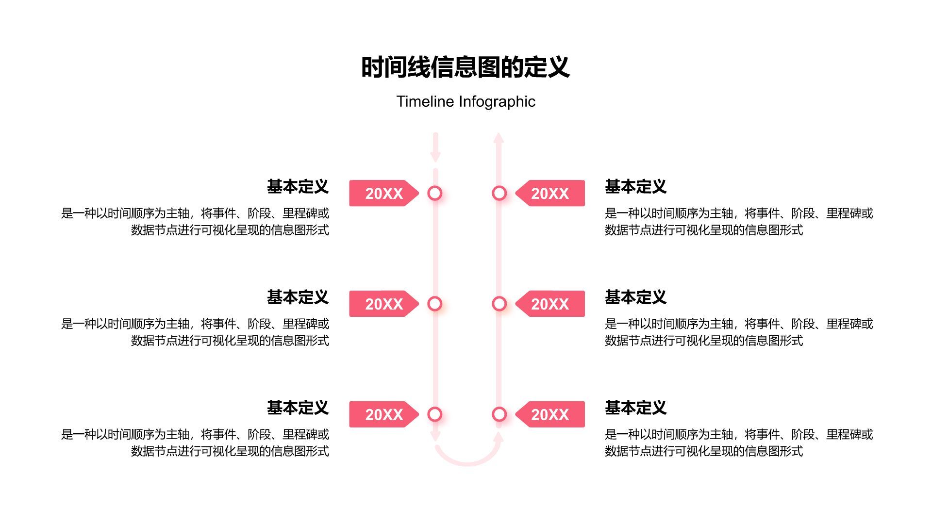 红色商务风时间线信息图Timeline InfographicPPT模板