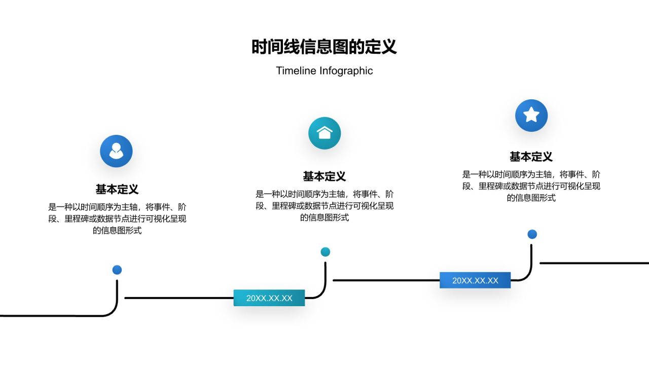 蓝色渐变风时间线信息图Timeline InfographicPPT模板