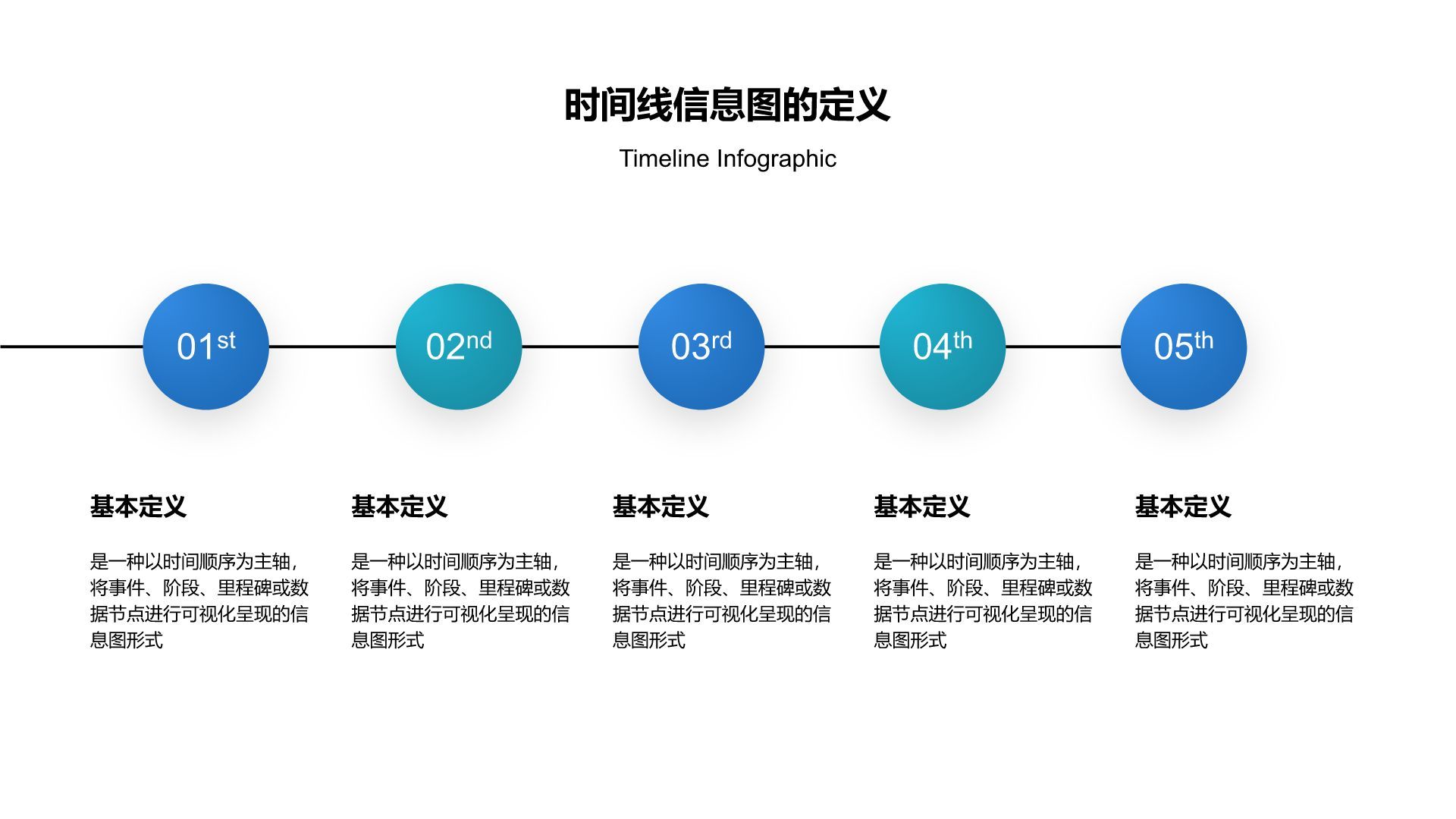 蓝色渐变风时间线信息图Timeline InfographicPPT模板
