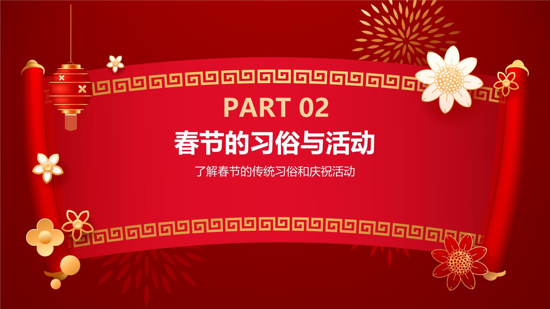 红色喜庆风春节的传说与习俗PPT模板
