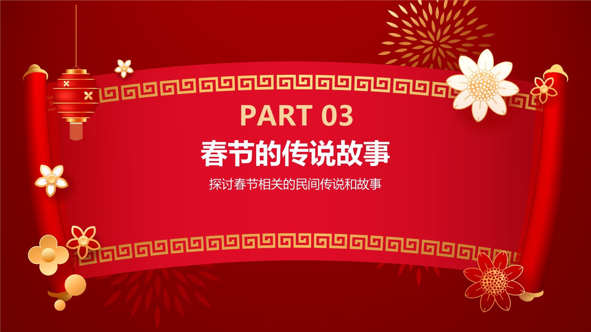 红色喜庆风春节的传说与习俗PPT模板