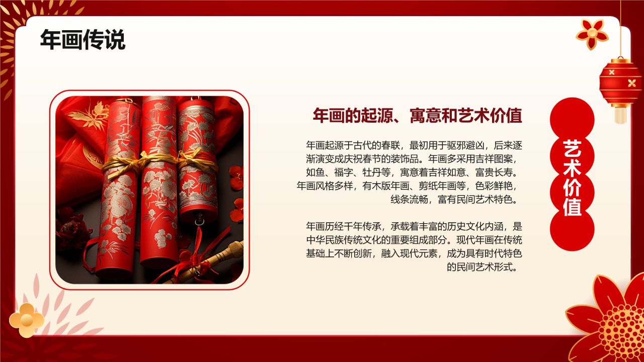 红色喜庆风春节的传说与习俗PPT模板