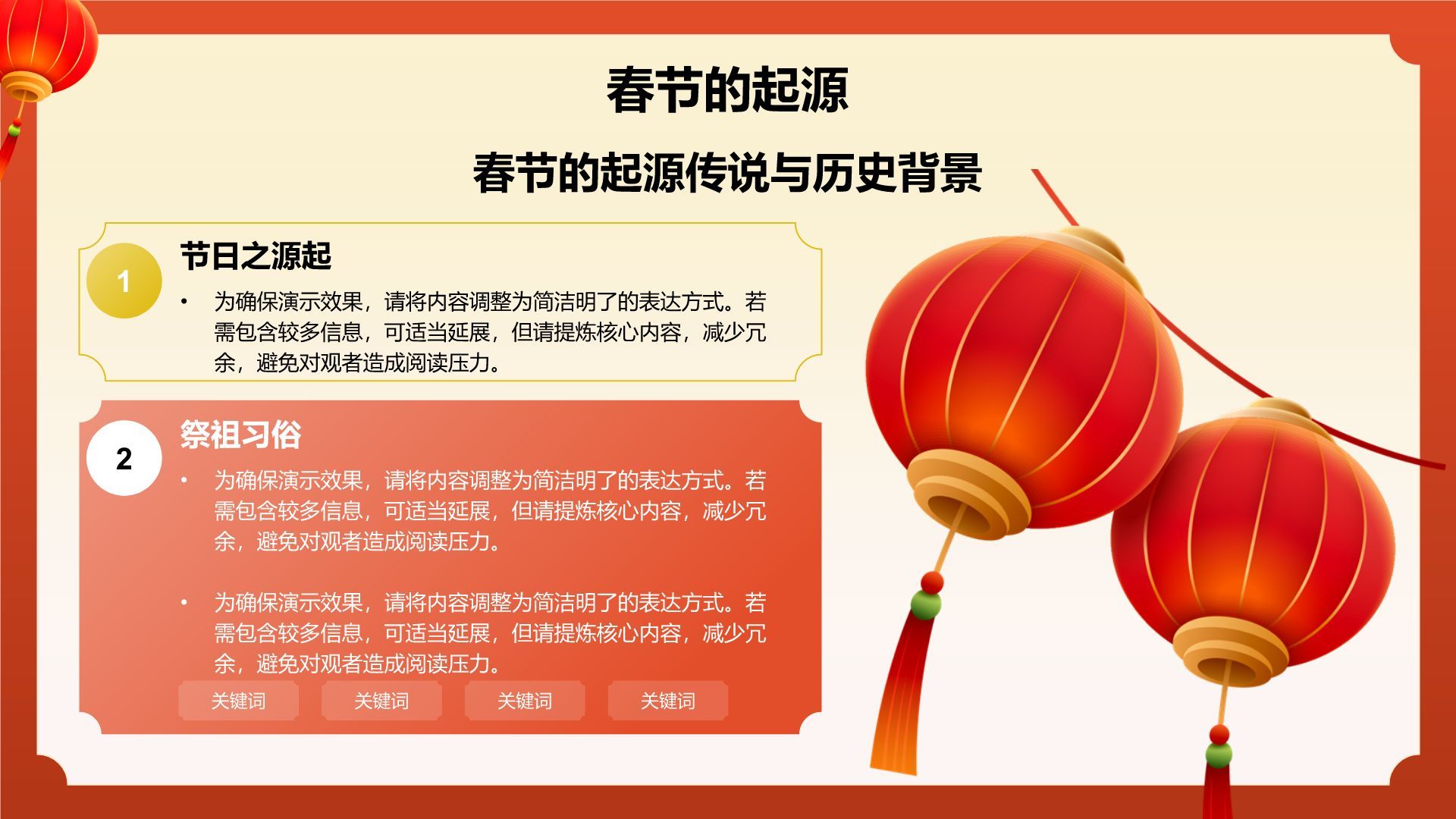 红色喜庆风春节与中国农历新年的象征意义PPT模板