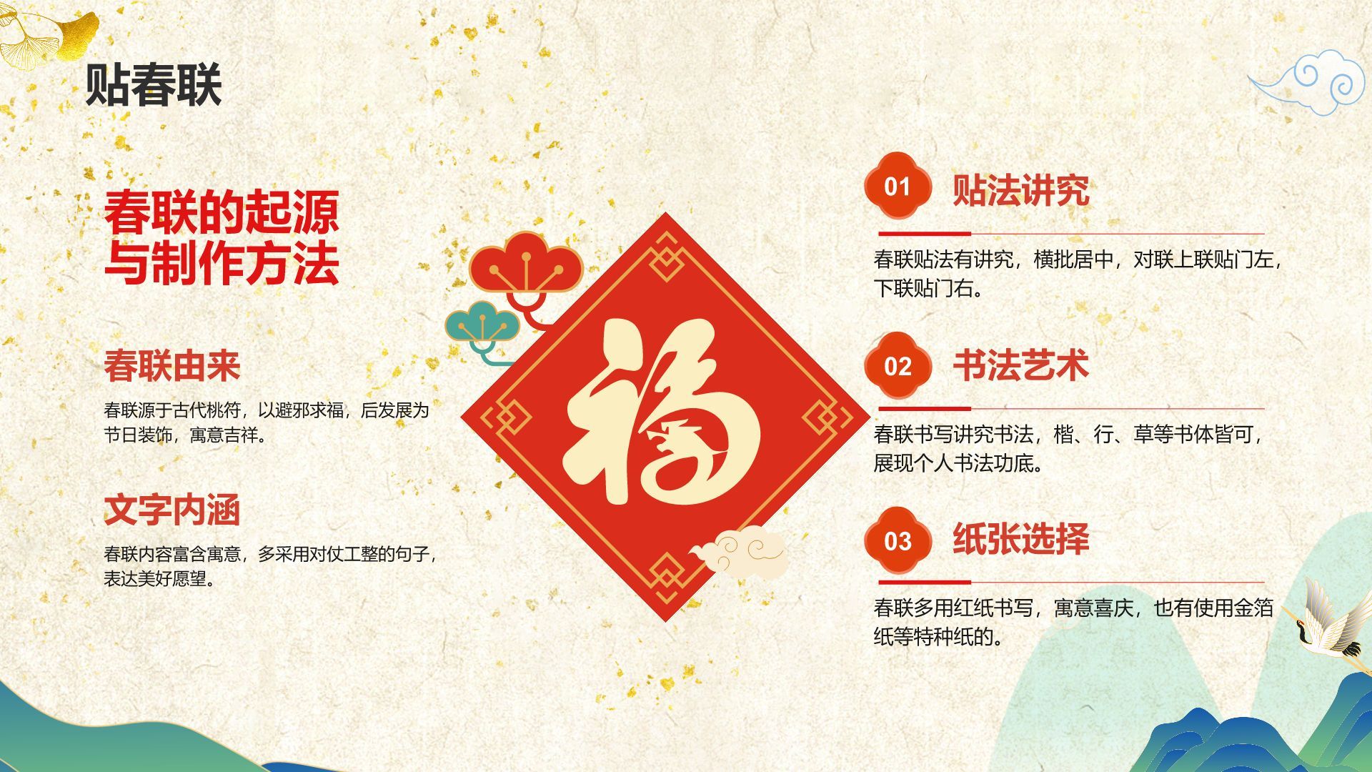 红色国潮风春节的传说与习俗PPT模板