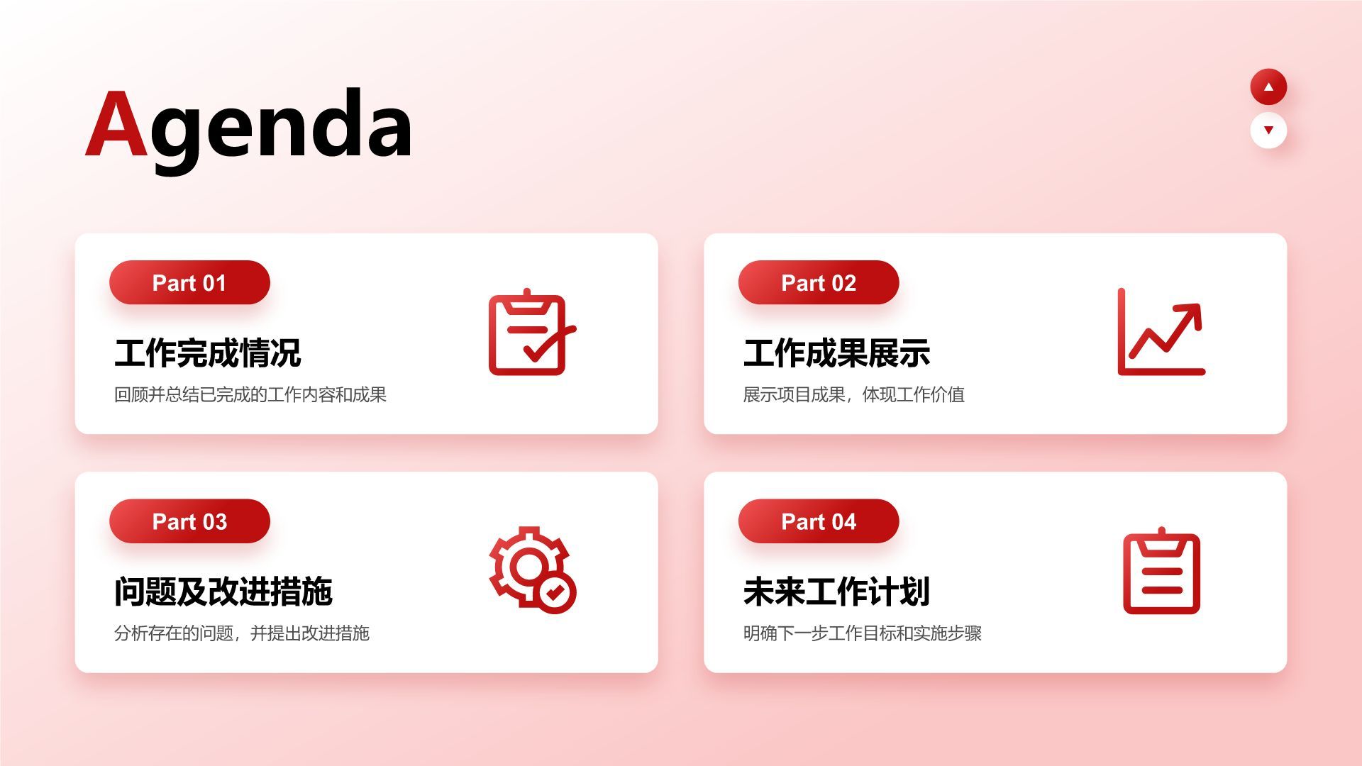 红色简约风下一步工作计划PPT模板