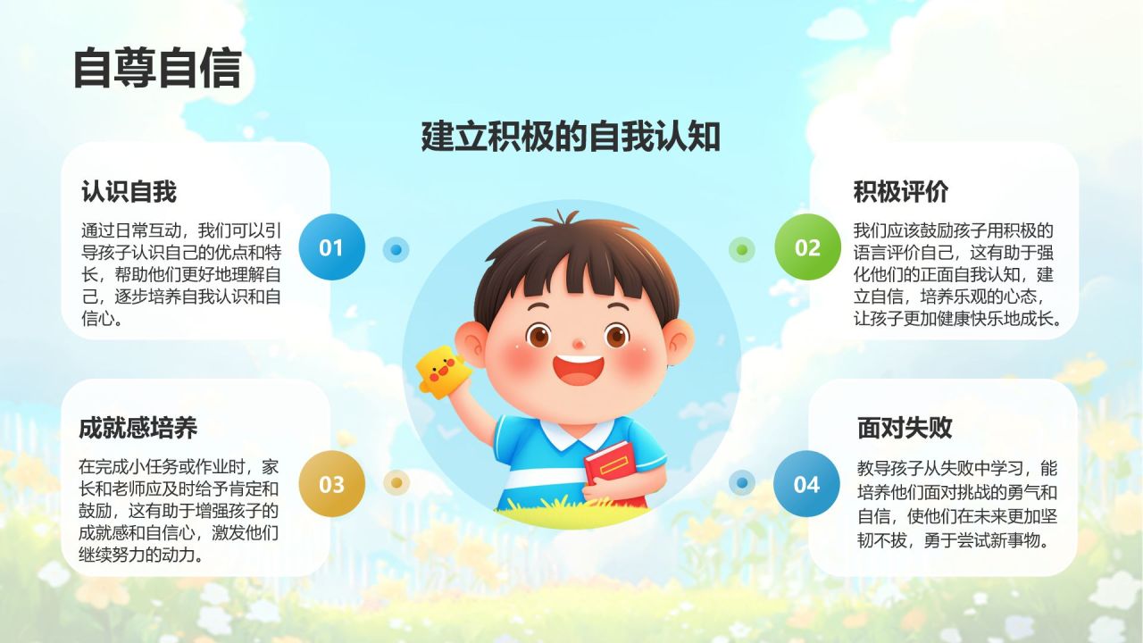 蓝色插画风小学生开学新生班会PPT模板