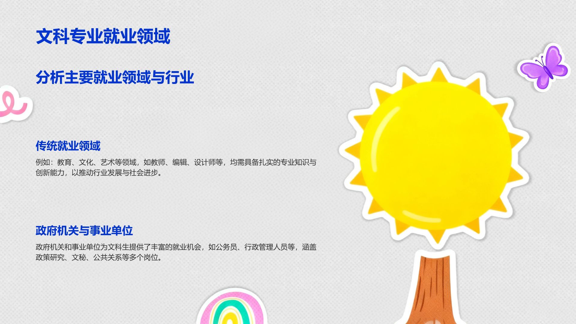 蓝色卡通风文科专业职业生涯规划PPT模板