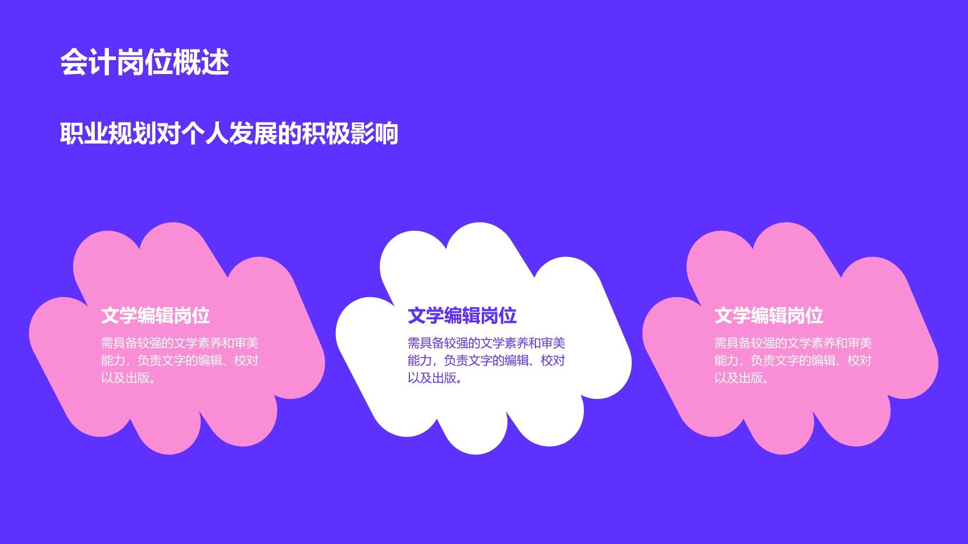 蓝色扁平风金融/财务/会计岗位职业规划PPT模板