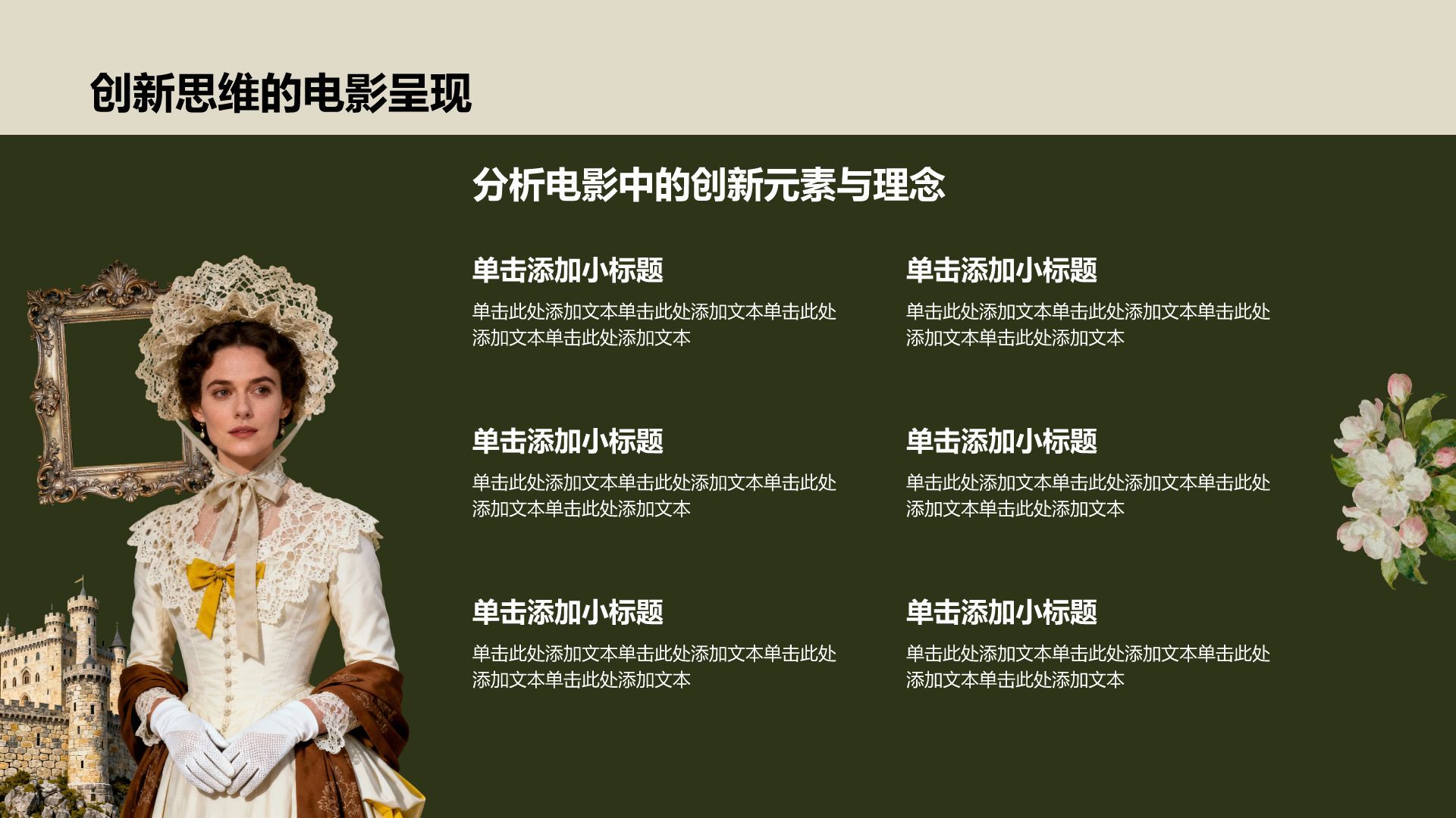 黄色时尚/奢华通用行业电影鉴赏PPT模板