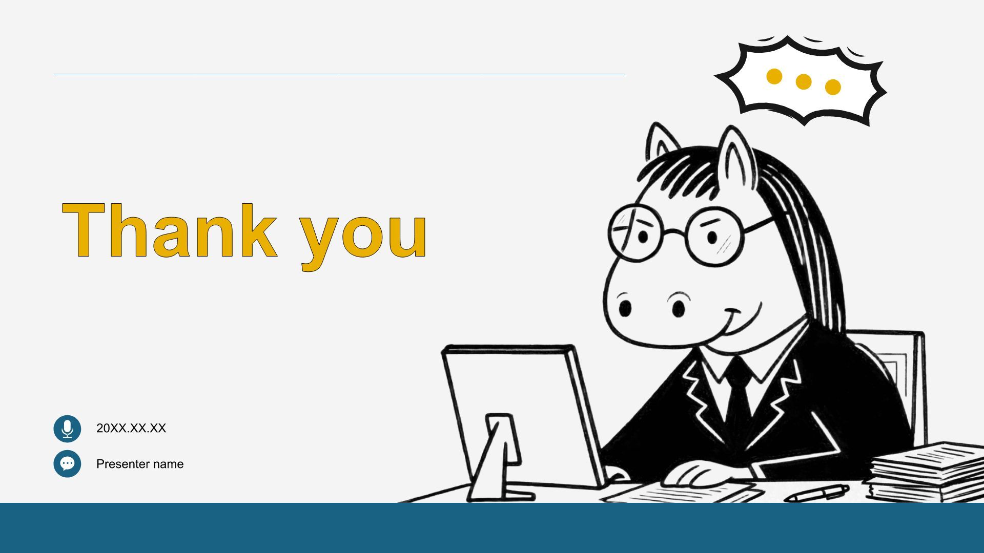 蓝色插画风牛马工作汇报创意模板PPT模板