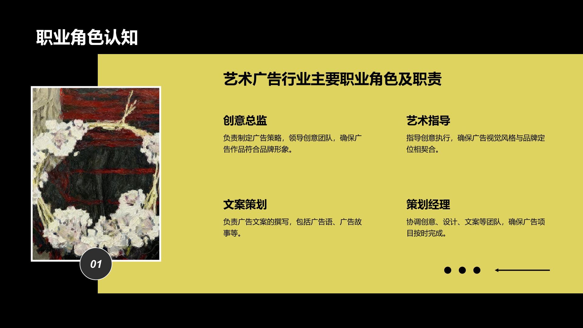 黄色插画风艺术专业职业生涯规划PPT模板