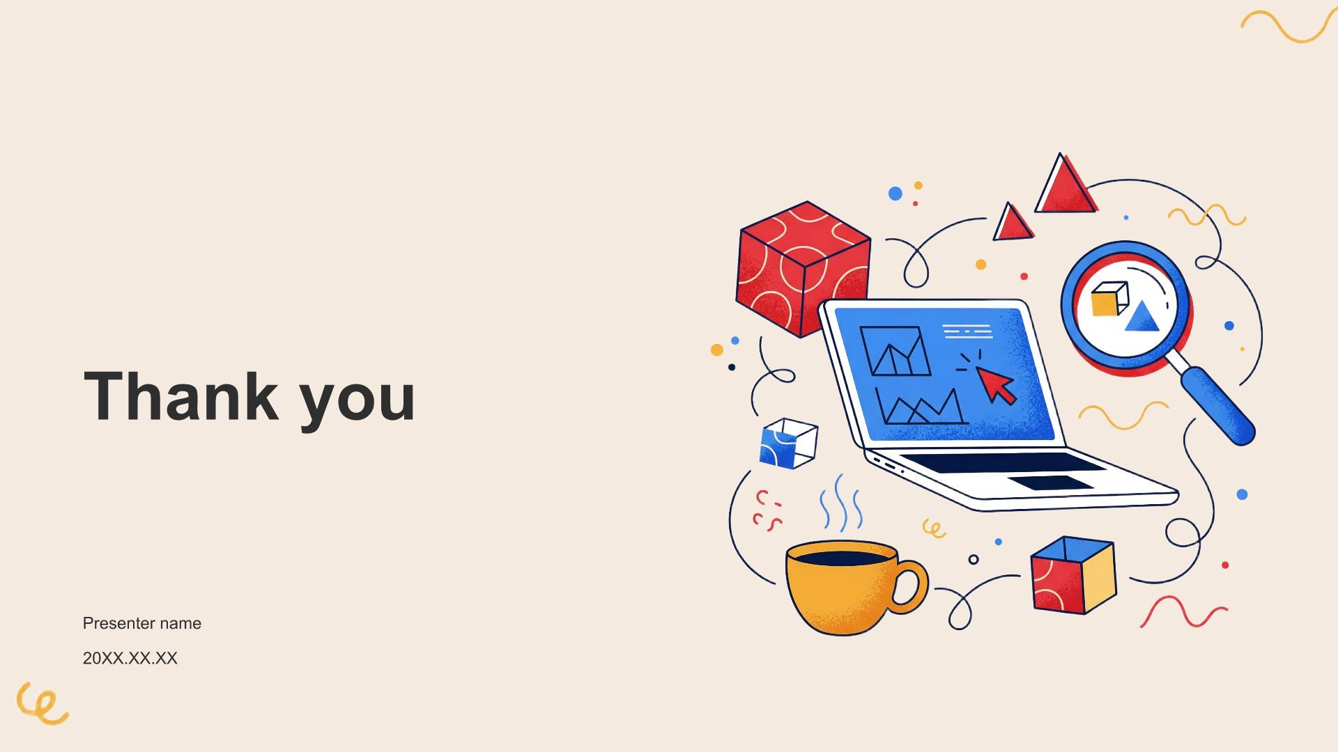 蓝色插画风工作总结PPT模板