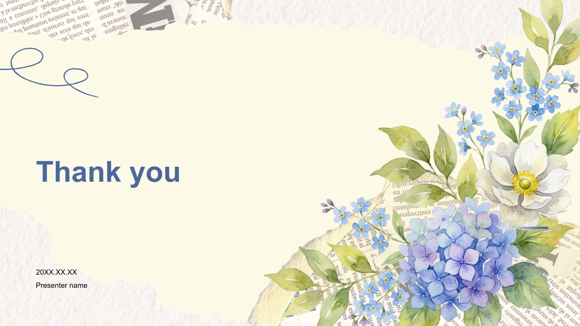 蓝色插画风拼贴撕纸风工作汇报PPT模板