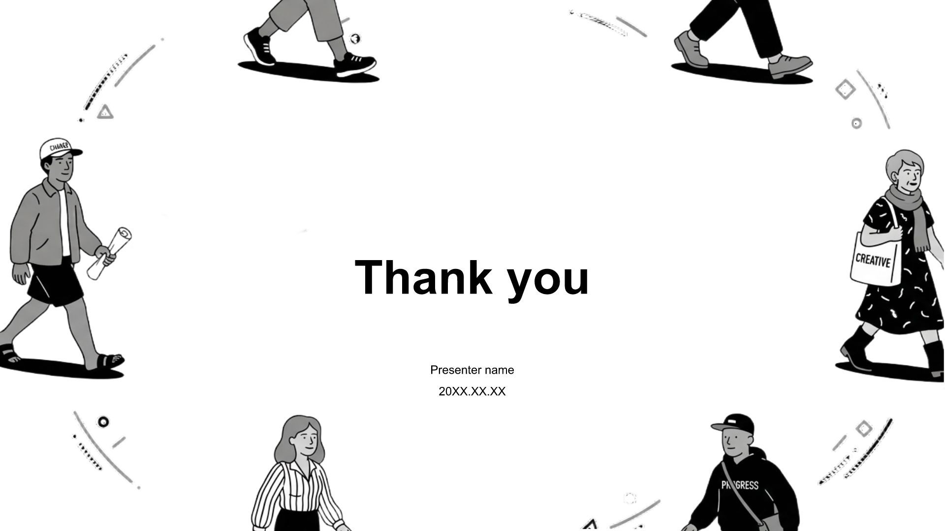 黑色插画风简约黑白插画商业计划书PPT模板