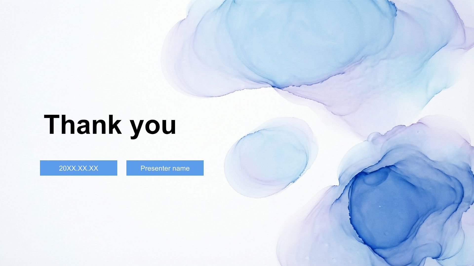 蓝色水墨风梦幻蓝调水彩风PPT模板