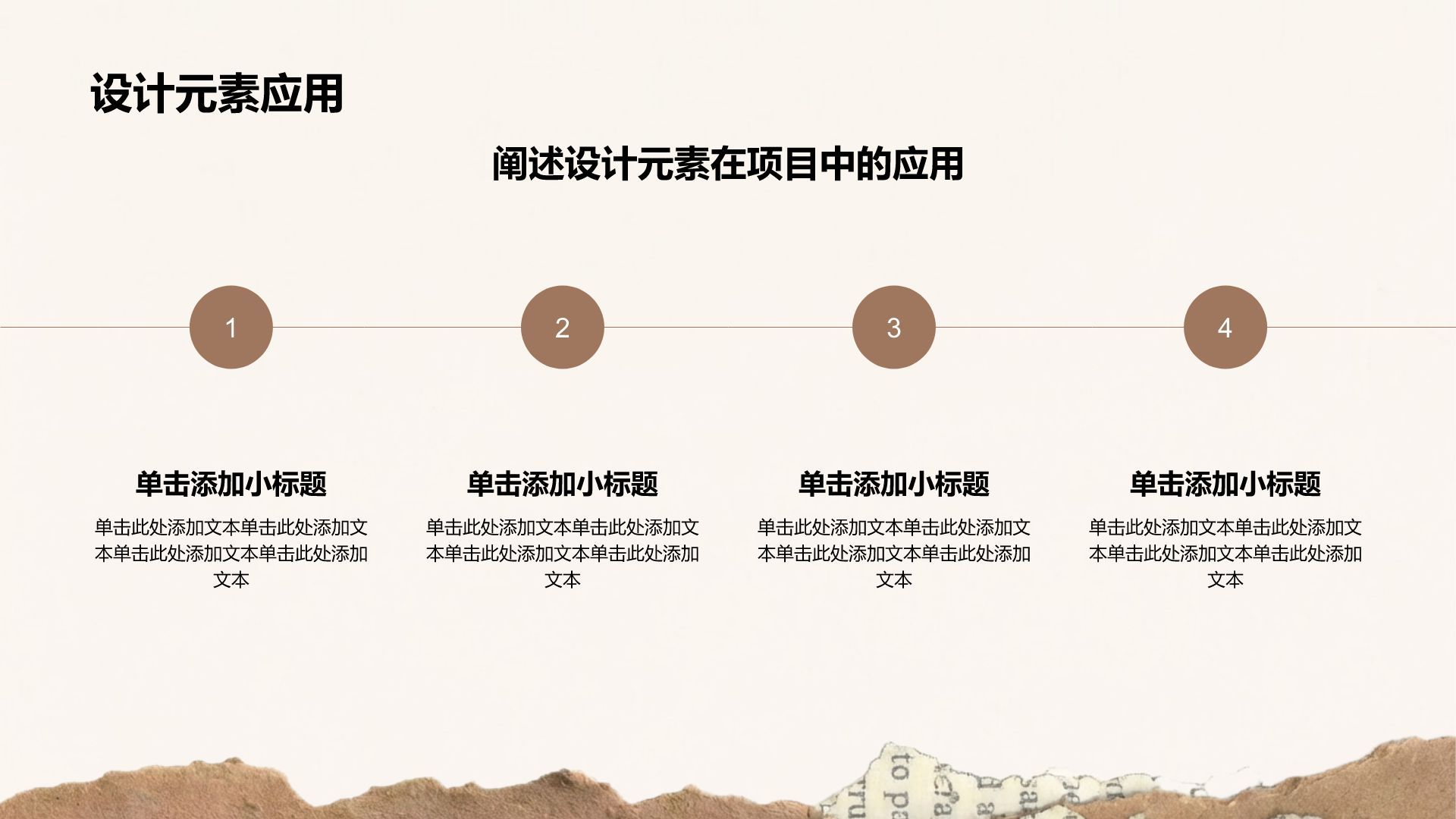 棕色复古撕纸风小组项目汇报PPT模板