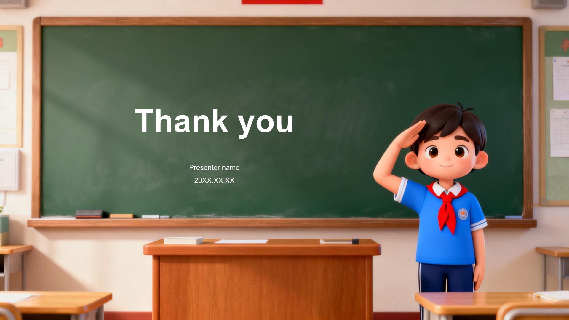 绿色3D插画风班委学生会竞选PPT模板