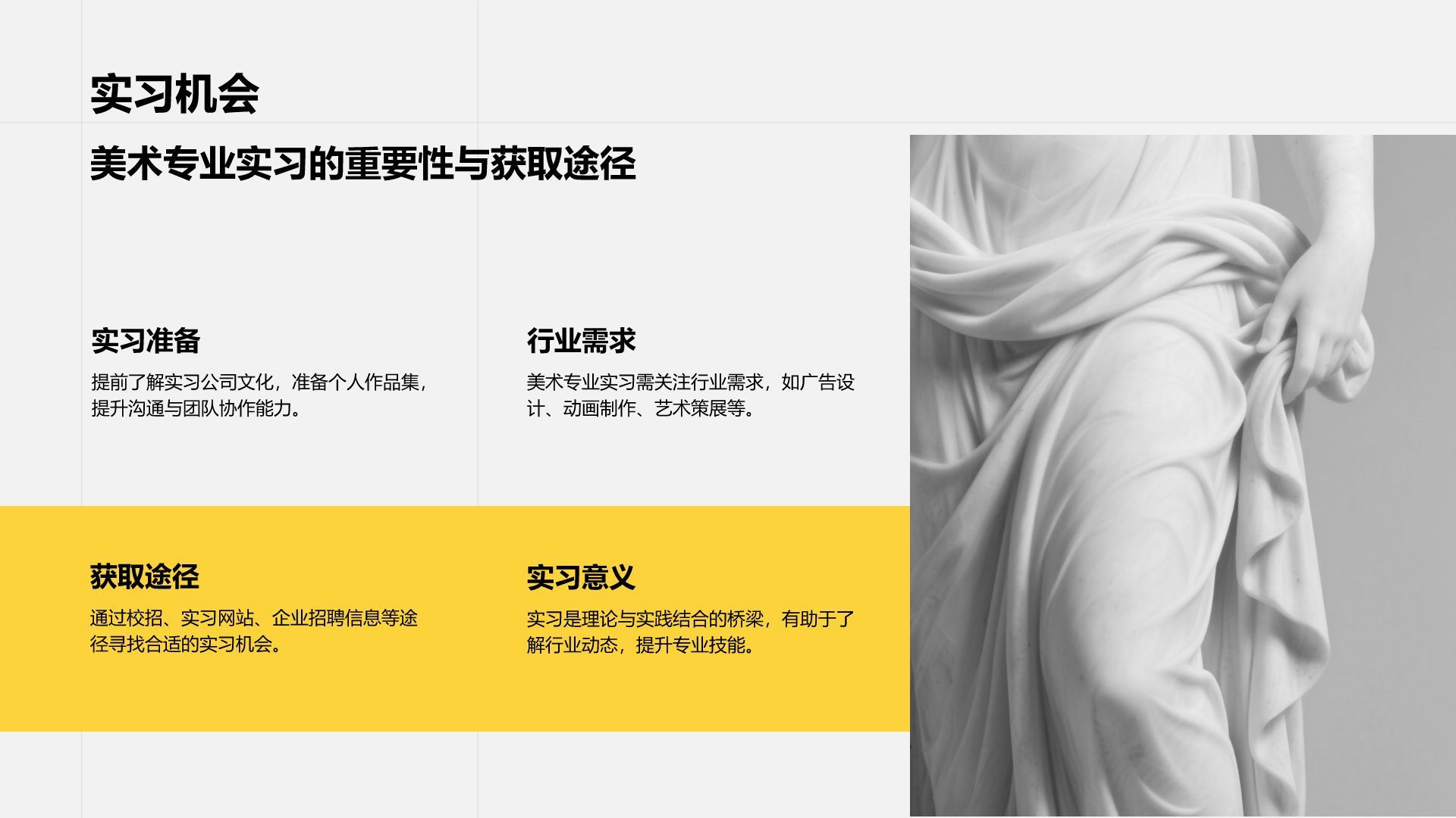 黄色时尚奢华美术专业职业生涯规划PPT模板